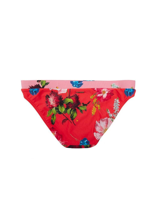 Red Flower Print Bikini Pants
