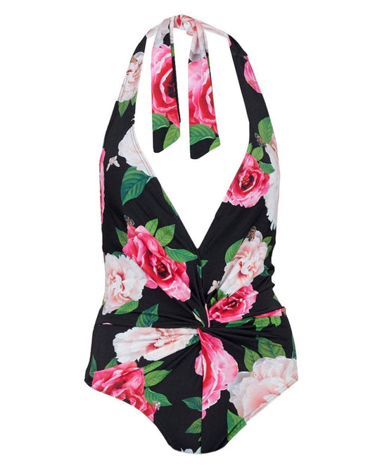 Rose Pattern Bikini Swimsuit