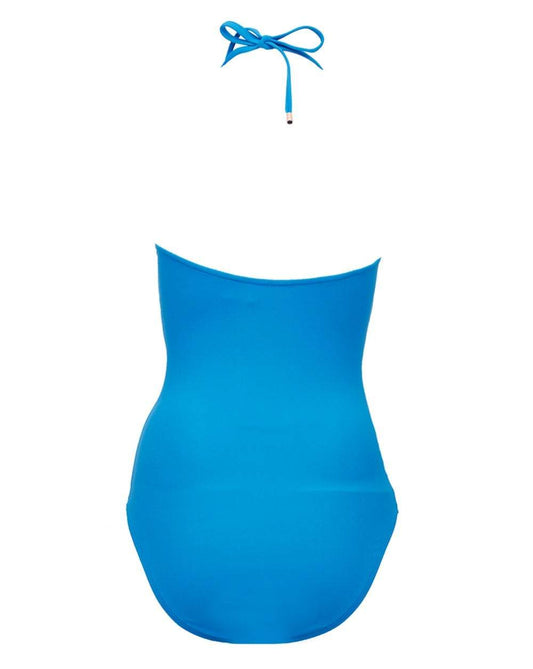 Blue Flower Pattern Swimsuit