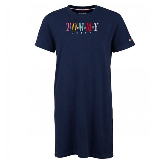 Navy Slogan T-Shirt Dress