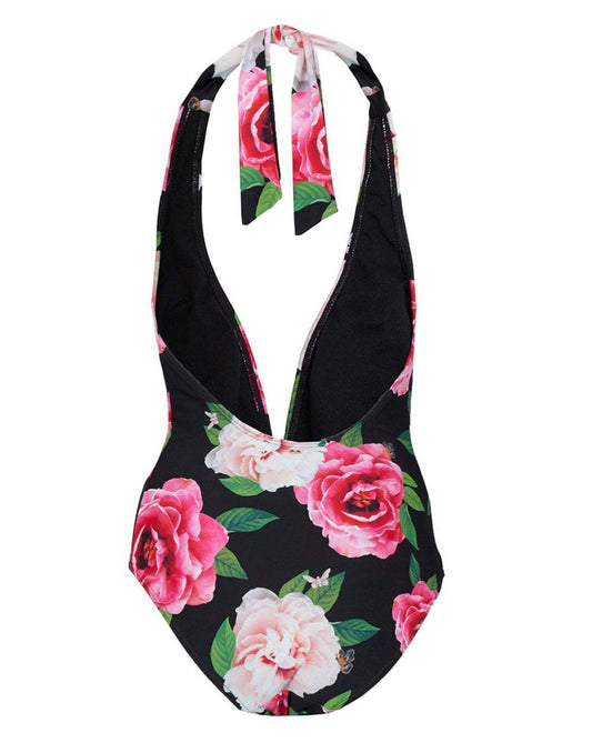 Rose Pattern Bikini Swimsuit